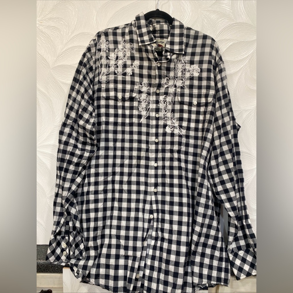 "Rare Vintage" Brand Western Rodeo  Men's 2XL Black White Shirt
